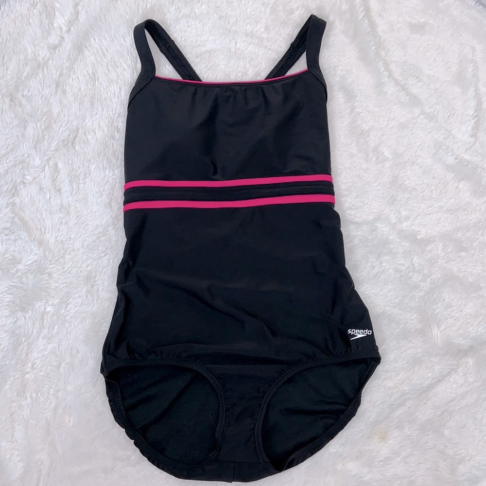Speedo Black And Pink One Piece Swimsuit Size 16